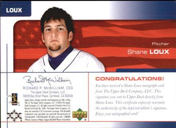 2004 Upper Deck USA 25th Anniversary - Signatures Blue Ink #LOUX Shane Loux Back