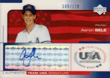 2004 Upper Deck USA 25th Anniversary - Signatures Blue Ink #SELE Aaron Sele Front
