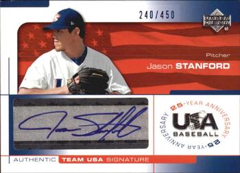 2004 Upper Deck USA 25th Anniversary - Signatures Blue Ink #STAN Jason Stanford Front
