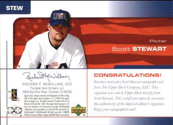 2004 Upper Deck USA 25th Anniversary - Signatures Blue Ink #STEW Scott Stewart Back