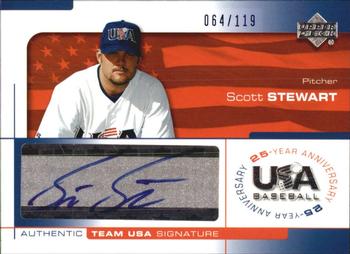 2004 Upper Deck USA 25th Anniversary - Signatures Blue Ink #STEW Scott Stewart Front