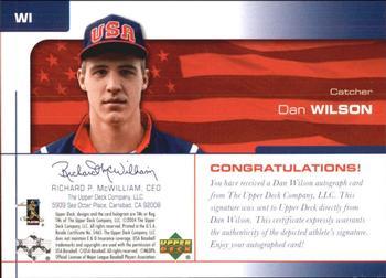 2004 Upper Deck USA 25th Anniversary - Signatures Blue Ink #WI Dan Wilson Back