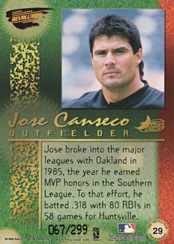 1999 Pacific Revolution - Tripleheader Tiers #29 Jose Canseco  Back