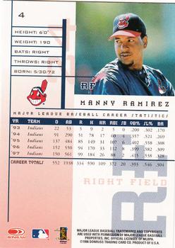 1998 Leaf Rookies & Stars #4 Manny Ramirez Back