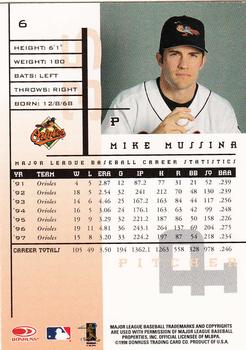 1998 Leaf Rookies & Stars #6 Mike Mussina Back