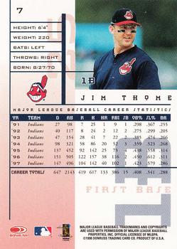 1998 Leaf Rookies & Stars #7 Jim Thome Back