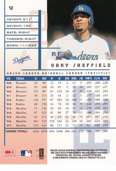 1998 Leaf Rookies & Stars #9 Gary Sheffield Back