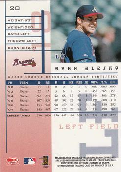 1998 Leaf Rookies & Stars #20 Ryan Klesko Back