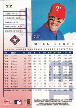 1998 Leaf Rookies & Stars #22 Will Clark Back