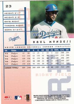 1998 Leaf Rookies & Stars #23 Raul Mondesi Back