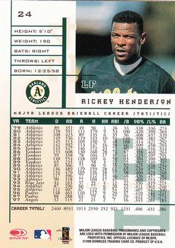 1998 Leaf Rookies & Stars #24 Rickey Henderson Back