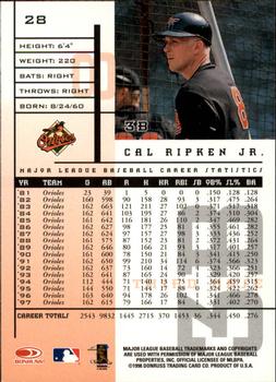 1998 Leaf Rookies & Stars #28 Cal Ripken Jr. Back
