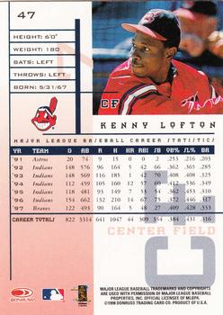 1998 Leaf Rookies & Stars #47 Kenny Lofton Back