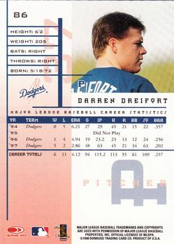 1998 Leaf Rookies & Stars #86 Darren Dreifort Back