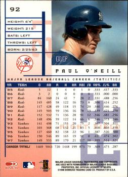 1998 Leaf Rookies & Stars #92 Paul O'Neill Back