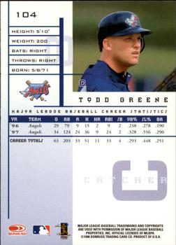 1998 Leaf Rookies & Stars #104 Todd Greene Back