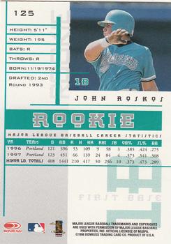 1998 Leaf Rookies & Stars #125 John Roskos Back