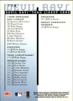1998 Leaf Rookies & Stars #174 Wade Boggs Back