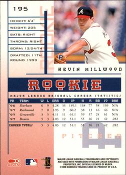 1998 Leaf Rookies & Stars #195 Kevin Millwood Back