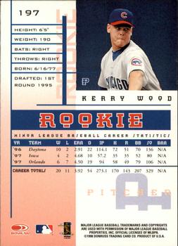 1998 Leaf Rookies & Stars #197 Kerry Wood Back