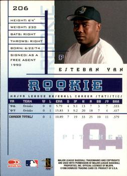 1998 Leaf Rookies & Stars #206 Esteban Yan Back