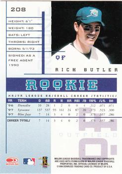 1998 Leaf Rookies & Stars #208 Rich Butler Back