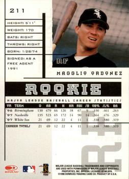 1998 Leaf Rookies & Stars #211 Magglio Ordonez Back