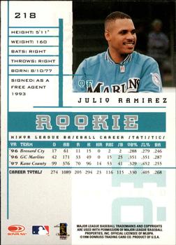 1998 Leaf Rookies & Stars #218 Julio Ramirez Back