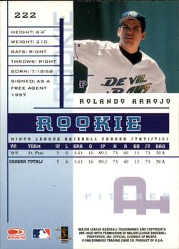 1998 Leaf Rookies & Stars #222 Rolando Arrojo Back