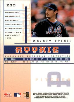 1998 Leaf Rookies & Stars #230 Masato Yoshii Back