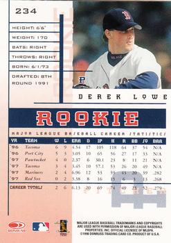 1998 Leaf Rookies & Stars #234 Derek Lowe Back