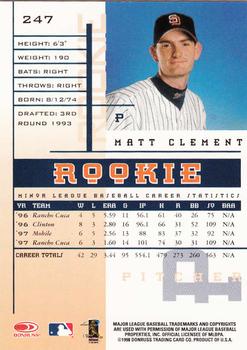 1998 Leaf Rookies & Stars #247 Matt Clement Back
