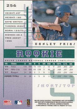 1998 Leaf Rookies & Stars #256 Hanley Frias Back