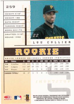 1998 Leaf Rookies & Stars #259 Lou Collier Back