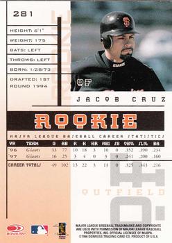 1998 Leaf Rookies & Stars #281 Jacob Cruz Back