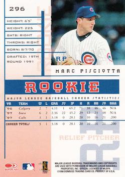 1998 Leaf Rookies & Stars #296 Marc Pisciotta Back