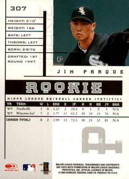1998 Leaf Rookies & Stars #307 Jim Parque Back