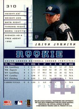 1998 Leaf Rookies & Stars #310 Jason Johnson Back
