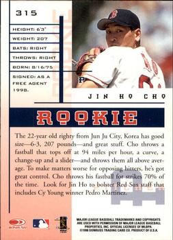 1998 Leaf Rookies & Stars #315 Jin Ho Cho Back