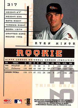 1998 Leaf Rookies & Stars #317 Ryan Minor Back