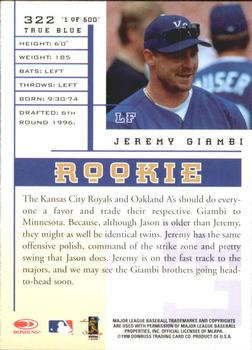 1998 Leaf Rookies & Stars #322 Jeremy Giambi Back