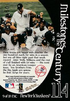1999 SkyBox E-X Century - Milestones of the Century #9 New York Yankees Back