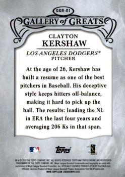 2015 Topps Chrome - Gallery of Greats #GGR-01 Clayton Kershaw Back
