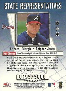 1998 Leaf - State Representatives #5 Chipper Jones Back