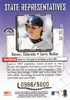 1998 Leaf - State Representatives #14 Larry Walker Back