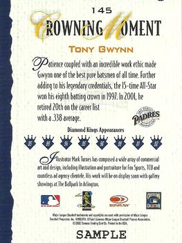 2002 Donruss Diamond Kings - Sample Gold Logo Front Gold Stamp Back #145 Tony Gwynn Back