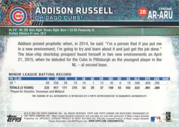 2015 Topps Chrome - Autographed Rookies #AR-ARU Addison Russell Back