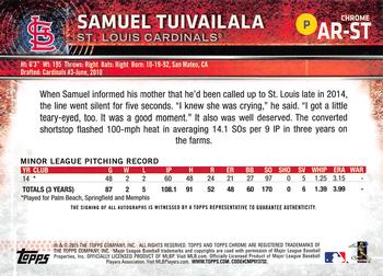 2015 Topps Chrome - Autographed Rookies #AR-ST Samuel Tuivailala Back