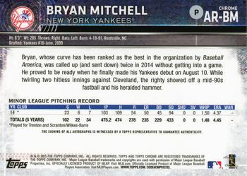 2015 Topps Chrome - Autographed Rookies #AR-BM Bryan Mitchell Back