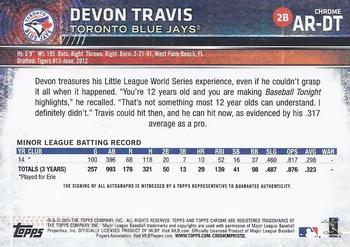 2015 Topps Chrome - Autographed Rookies #AR-DT Devon Travis Back